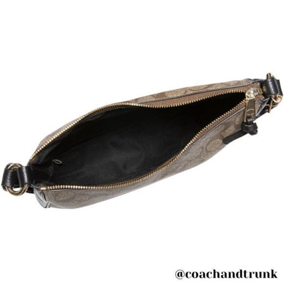 COACH 2 PCS NWT Ellie File Bag Khaki Black And Long Zip Around Wrist Strap - Picture 12 of 13